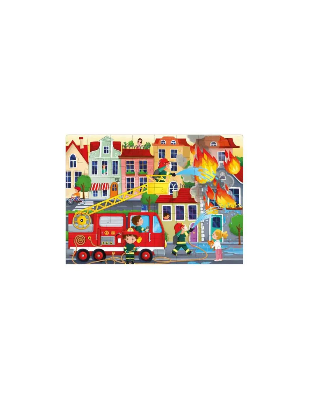 Coffret livre et puzzle Les pompiers - Sassi
