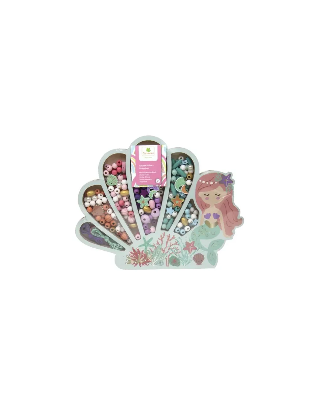 Coffret sirène 400 perles en bois - Sycomore