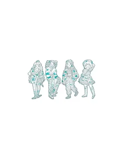 Coloriage mode Angèle & ses amies Les Demoiselles - Djeco