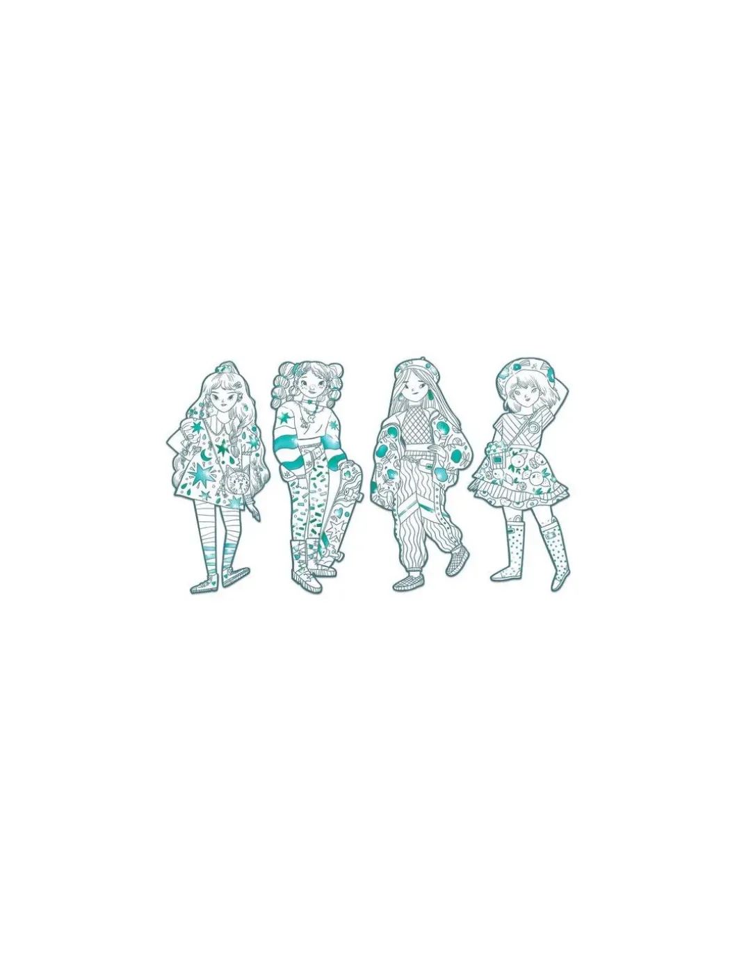 Coloriage mode Angèle & ses amies Les Demoiselles - Djeco