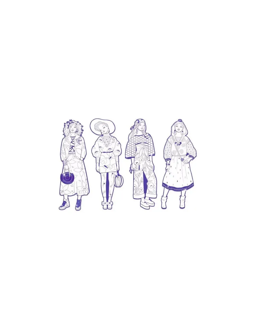 Coloriage mode Zaho & ses amies Les Demoiselles - Djeco