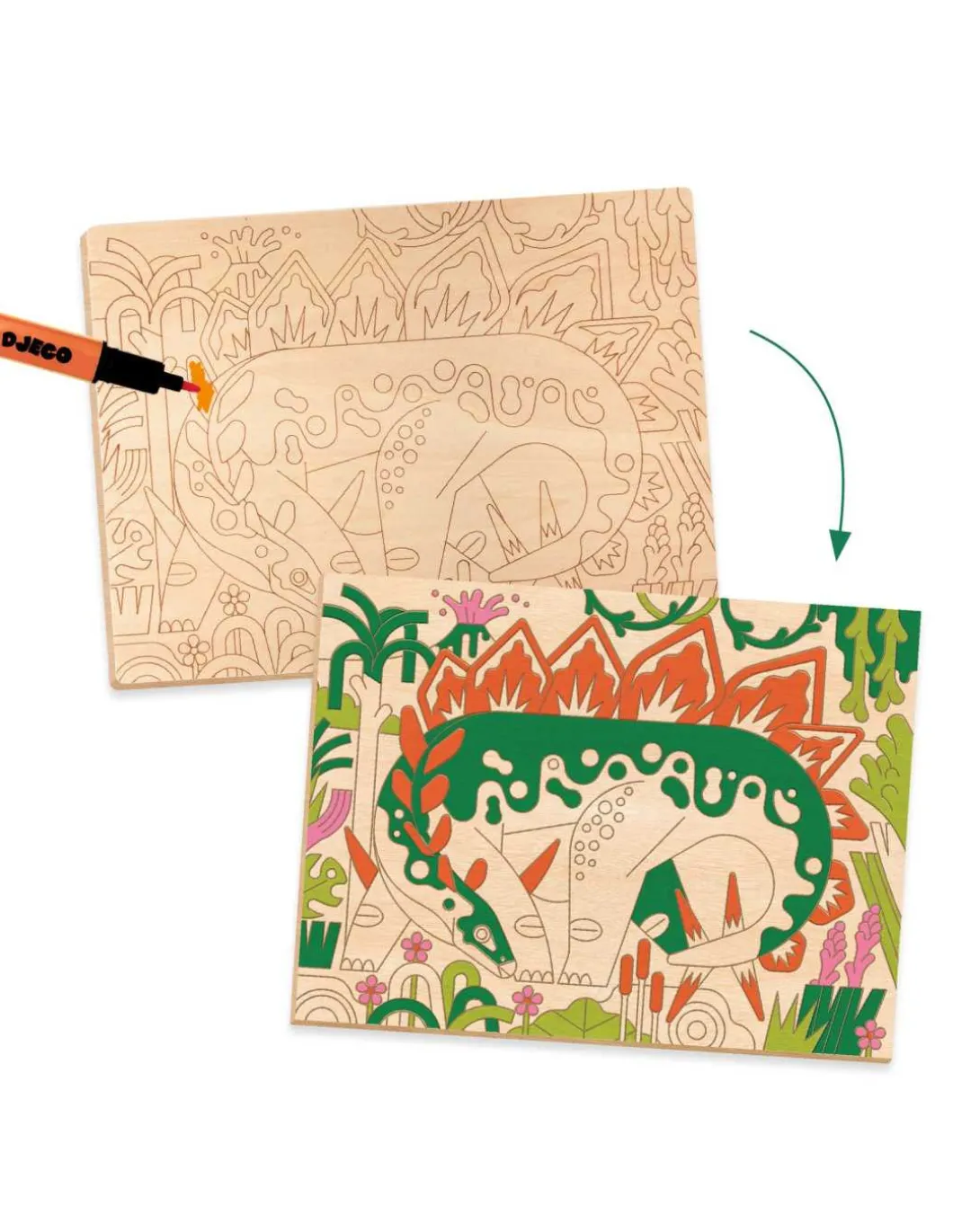 Coloriage sur bois Dino world - Djeco
