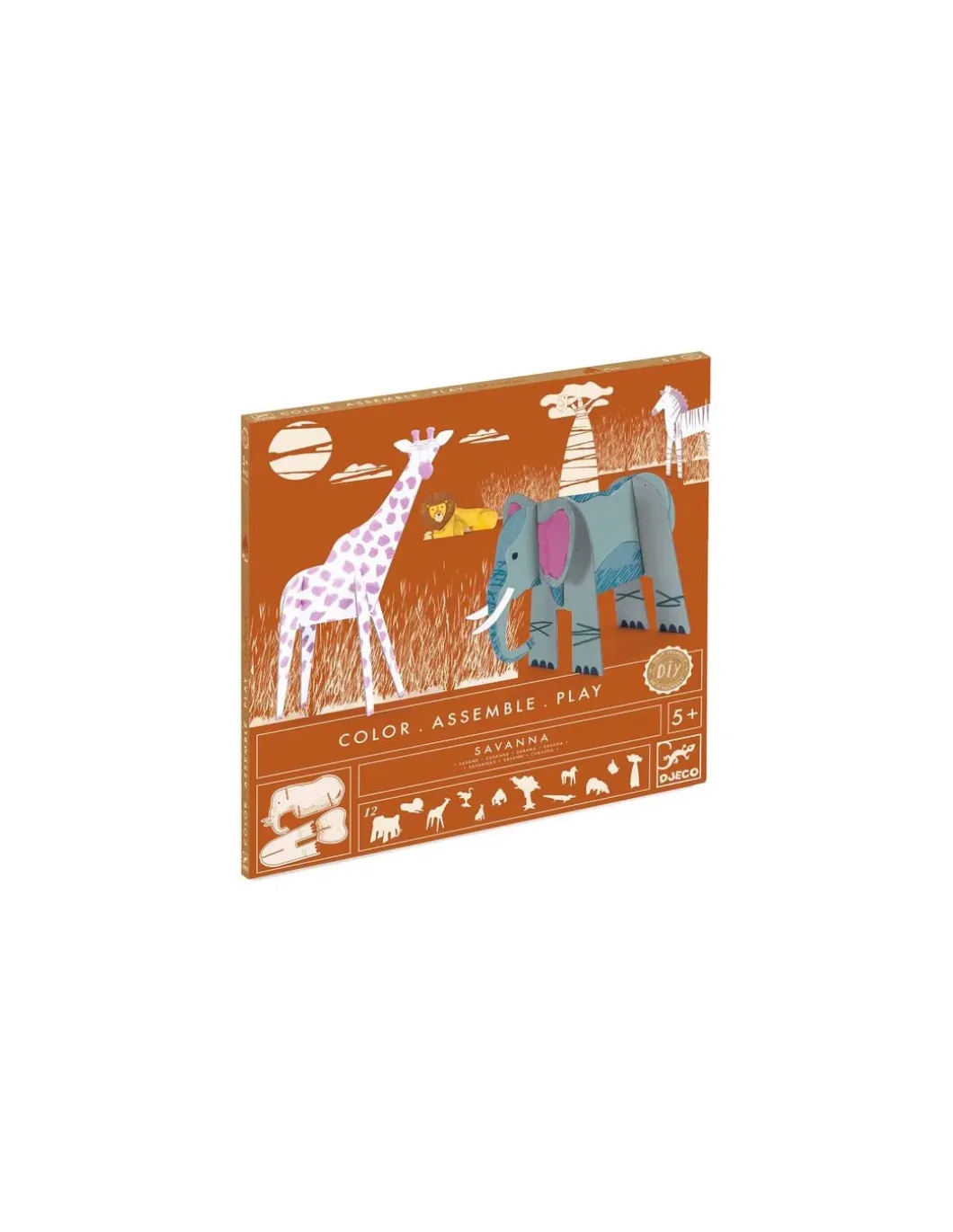 Colorie assemble et joue DIY Savane - Djeco
