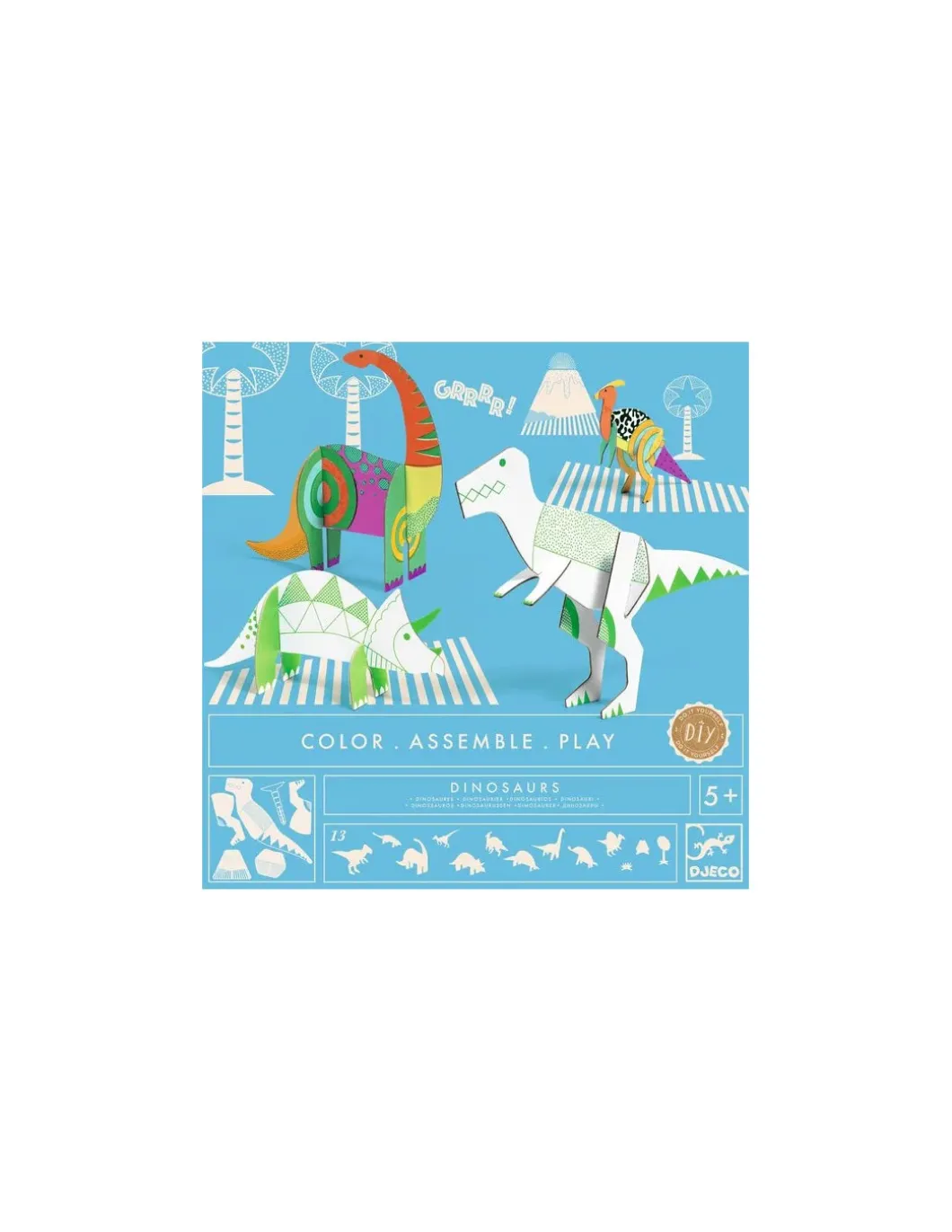 Colorie assemble et joue DIY Dinosaures - Djeco