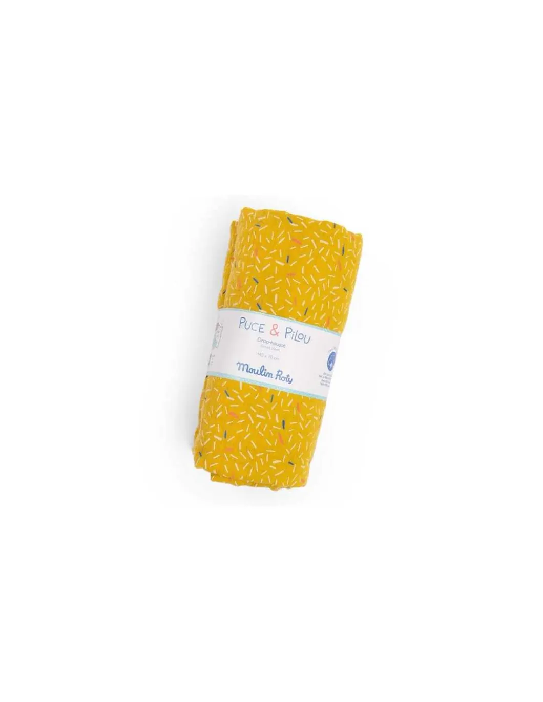 Drap housse jaune lit bébé Puce & Pilou - Moulin Roty