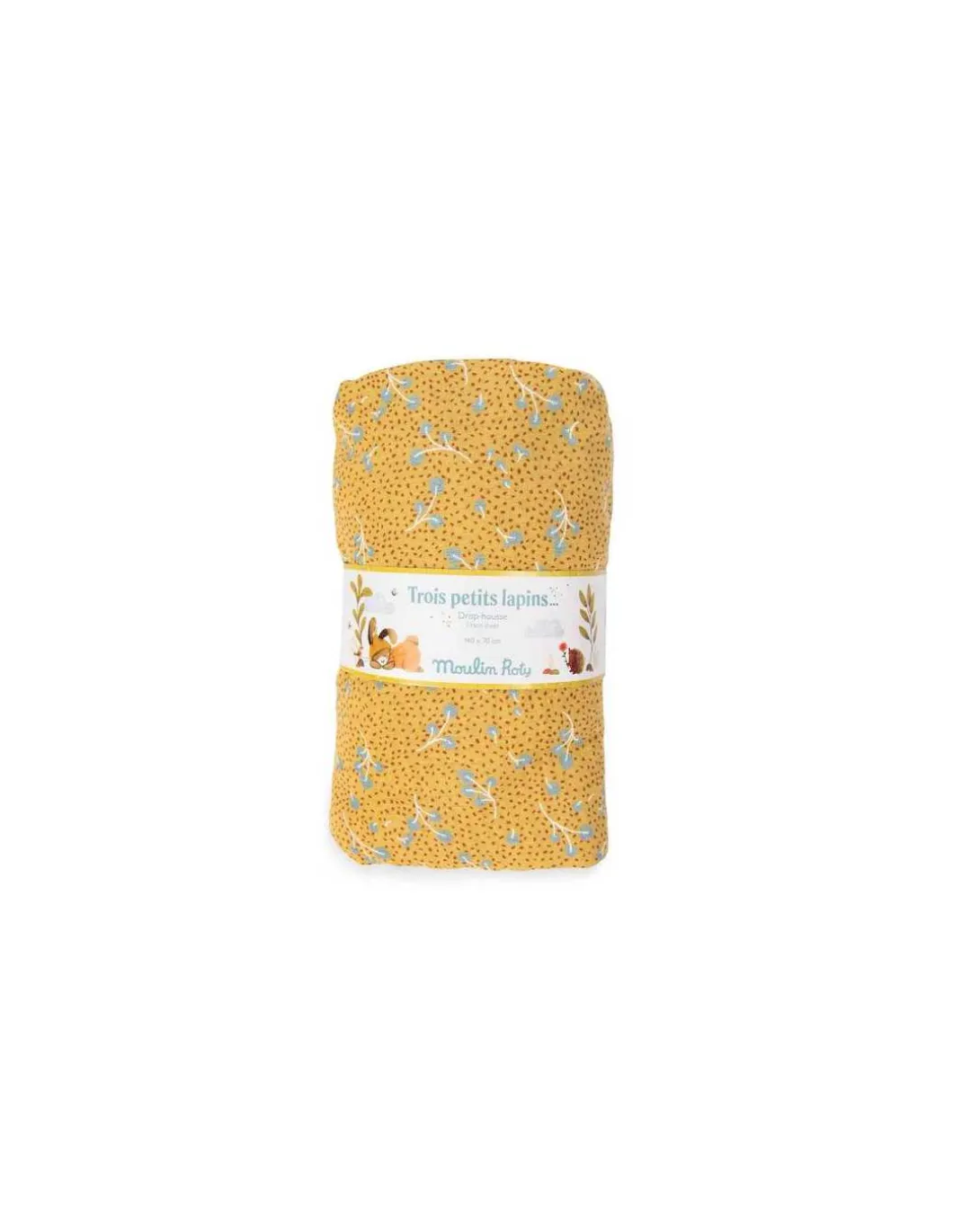 Drap housse ocre lit bébé Trois petits lapins - Moulin Roty