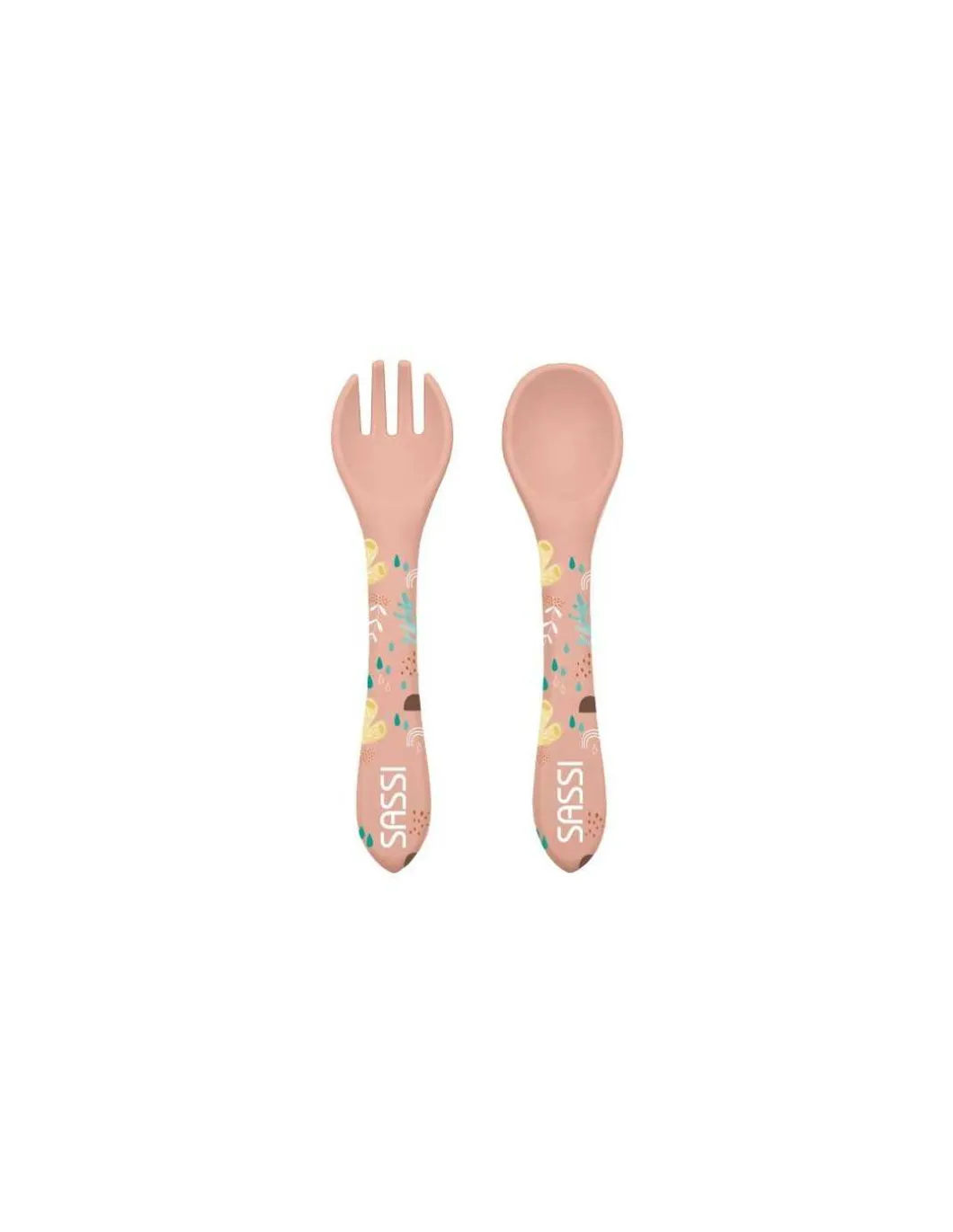 Fourchette et cuillère en silicone Slurpy le poulpe - Sassi