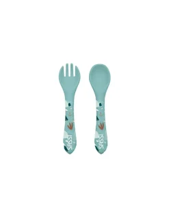 Fourchette et cuillère en silicone Munchy l'ours - Sassi