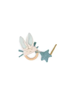 Hochet anneau bois lapin bleu La petite école de danse - Moulin Roty