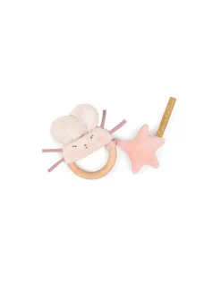 Hochet anneau bois souris rose La petite école de danse - Moulin Roty