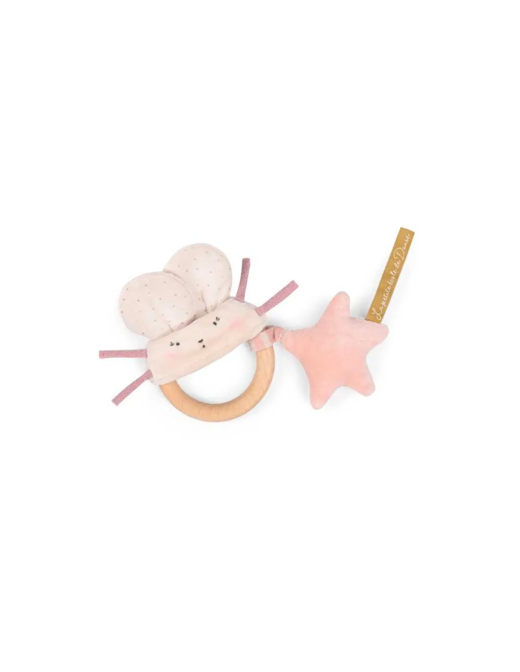 Hochet anneau bois souris rose La petite école de danse - Moulin Roty