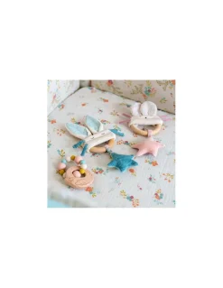 Hochet anneau bois souris rose La petite école de danse - Moulin Roty