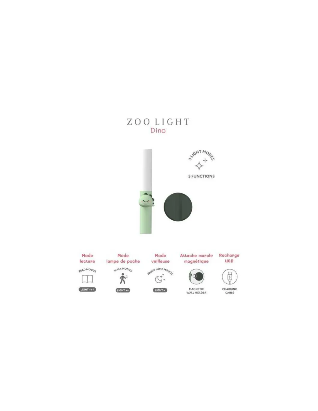 Lampe 3-en-1 Zoo Light Dinosaure - The Zoofamily