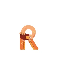 Lettre R orange en bois - Moulin Roty