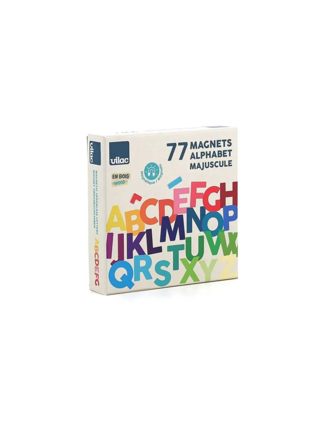 Magnets alphabet majuscules bois 77 pièces - Vilac