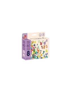 Magnets bois 80 lettres minuscules et chiffres - Jeujura