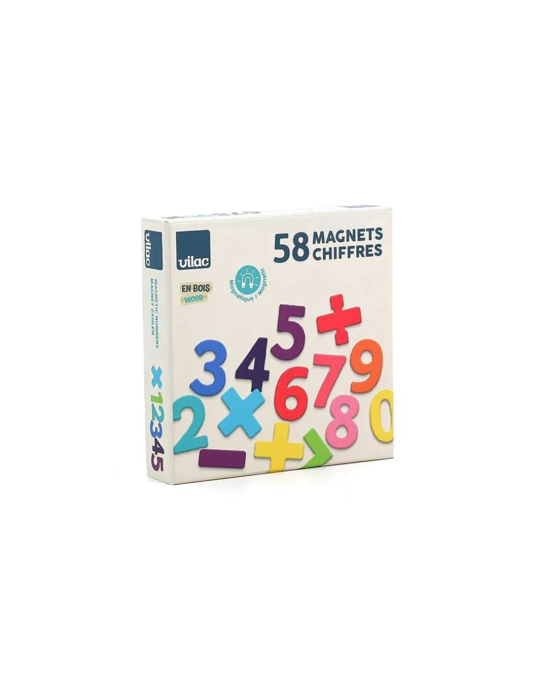 Magnets chiffres bois 58 pièces - Vilac