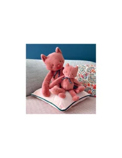 Peluche Chat Méloé 37 cm rose - Maïlou Tradition