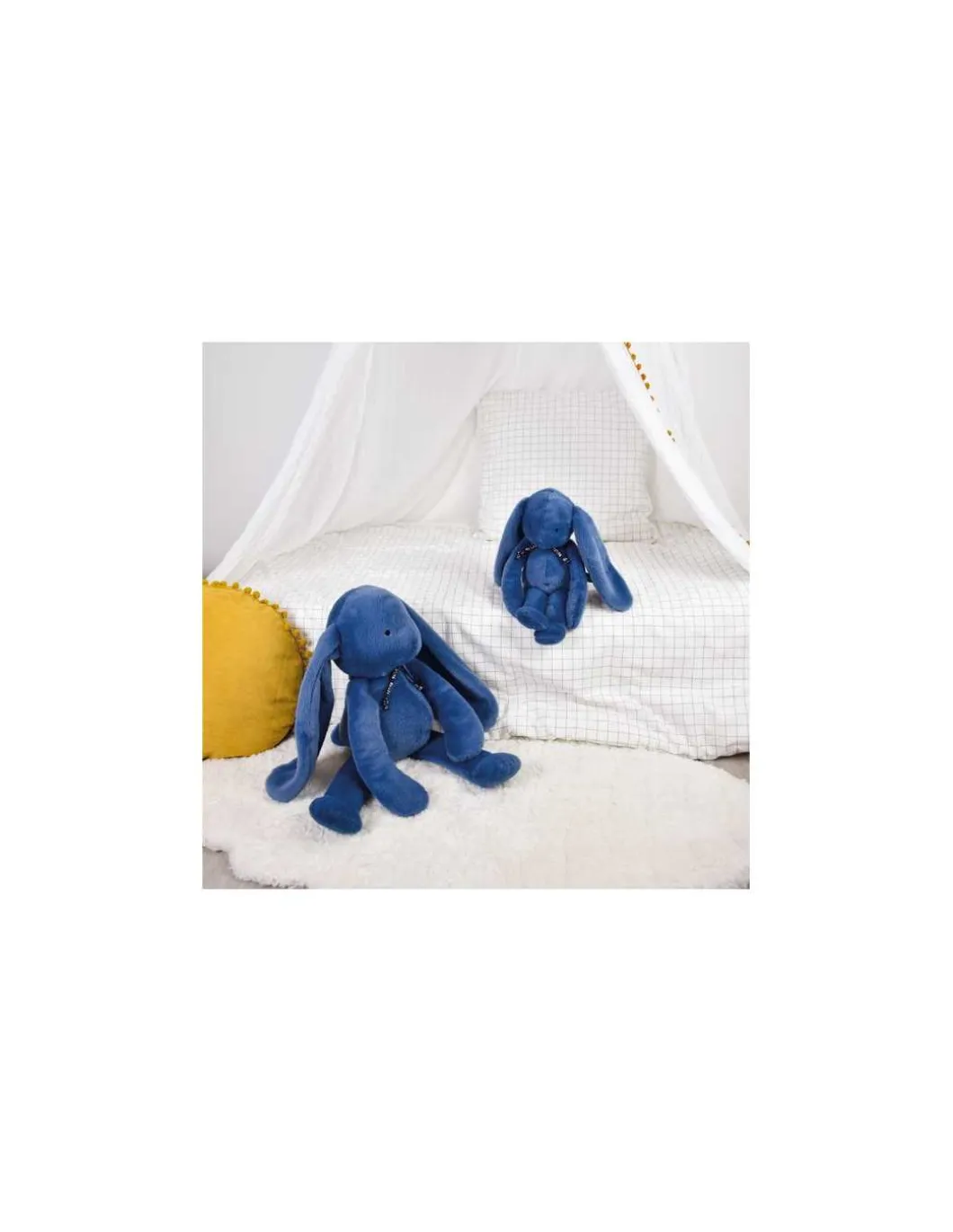 Peluche Lapin Méloé 37 cm bleu intense - Maïlou Tradition