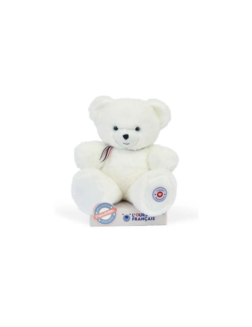Peluche L'ours français 35 cm blanc flocon