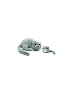 Peluche Miaou le chat maman et bébé vert menthe - Les Ptipotos by Déglingos