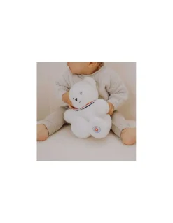 Peluche petit ours blanc L'ours français 25 cm