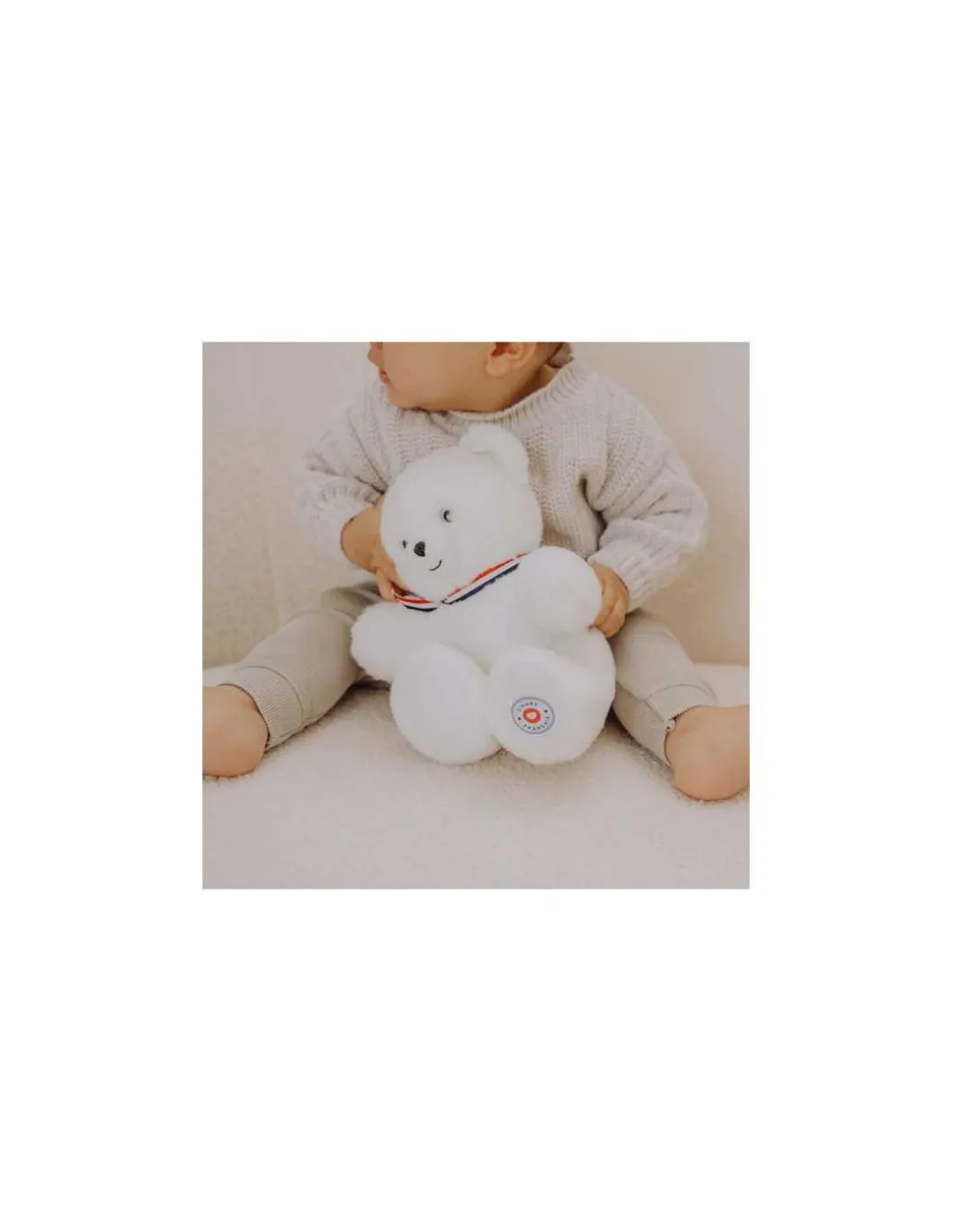 Peluche petit ours blanc L'ours français 25 cm