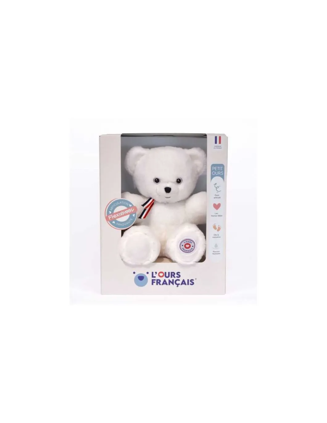 Peluche petit ours blanc L'ours français 25 cm