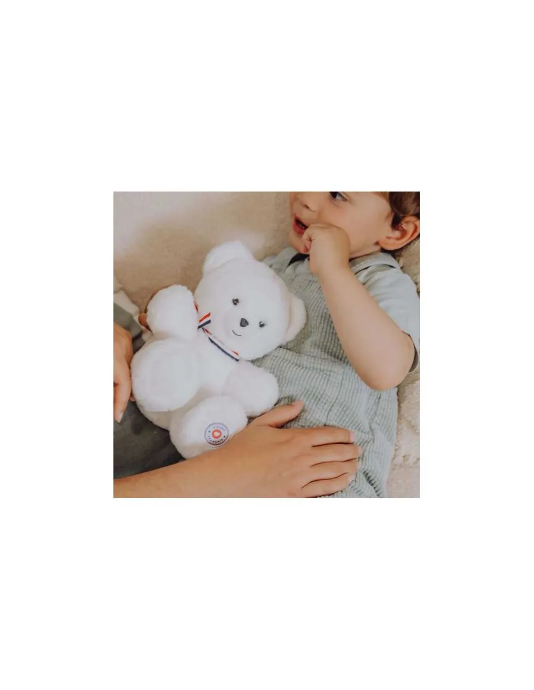 Peluche petit ours blanc L'ours français 25 cm