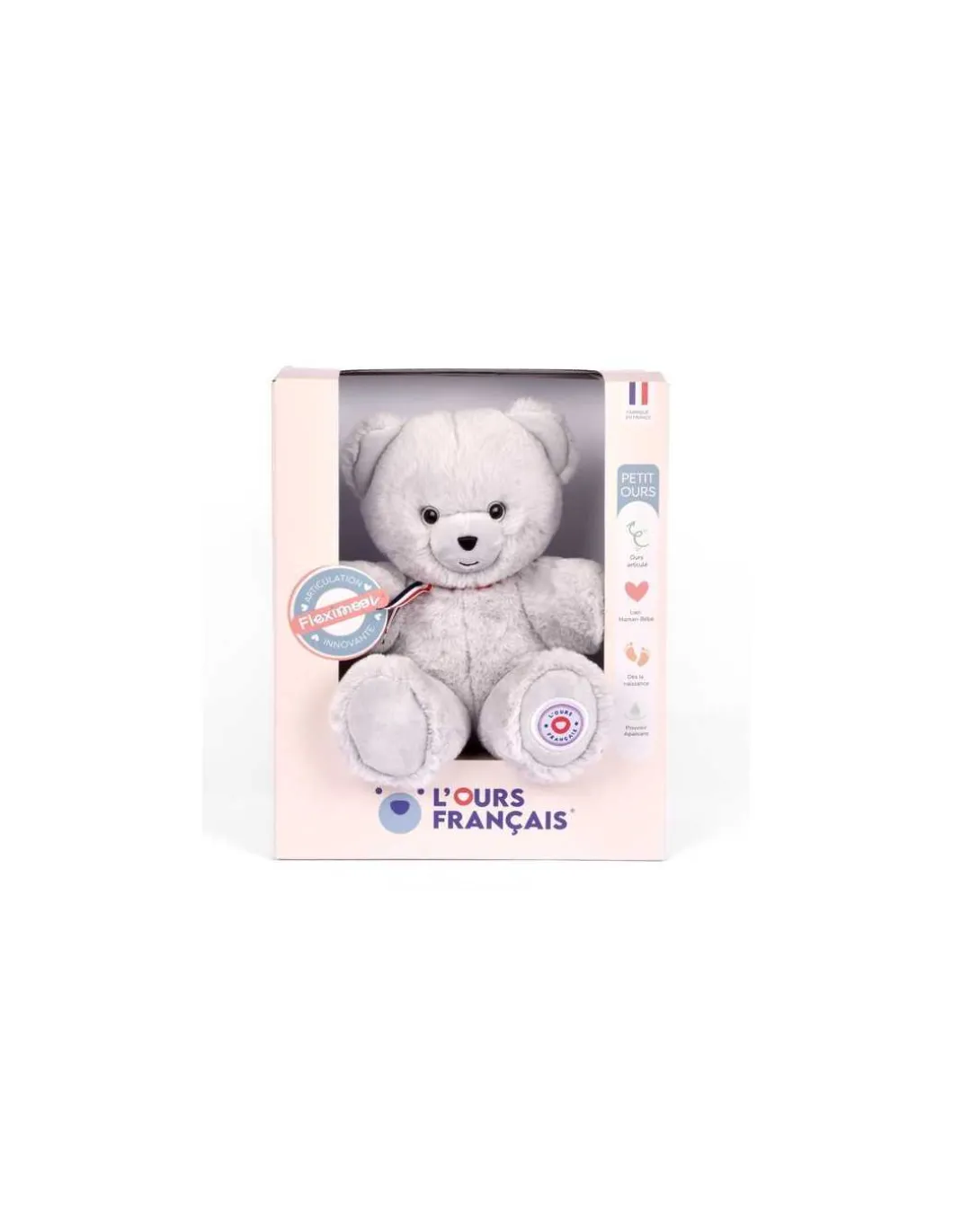 Peluche petit ours gris perle L'ours français 25 cm