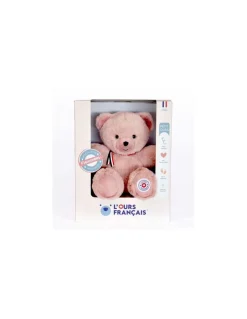 Peluche petit ours rose poudré L'ours français 25 cm