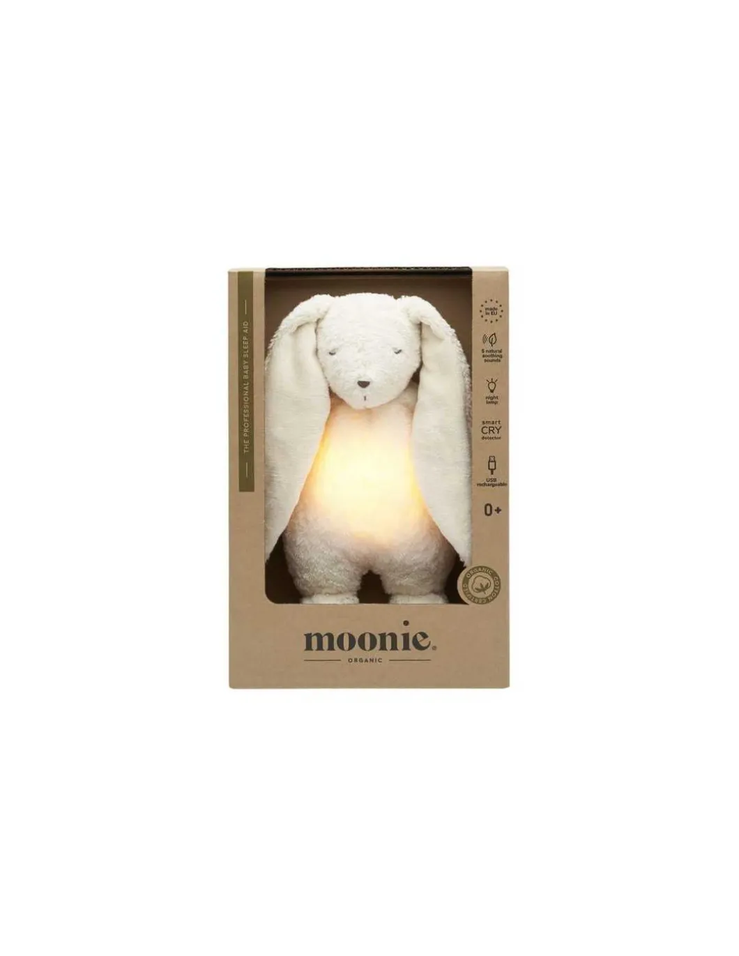 Peluche veilleuse musicale lapin blanc polaire - Moonie