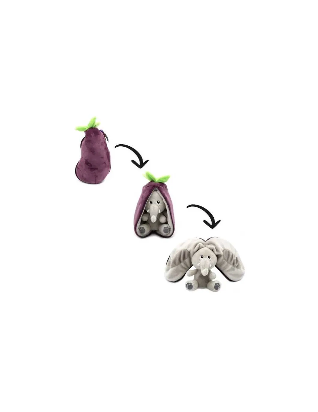 Peluche Velvet l'éléphant aubergine - Flipetz by Déglingos
