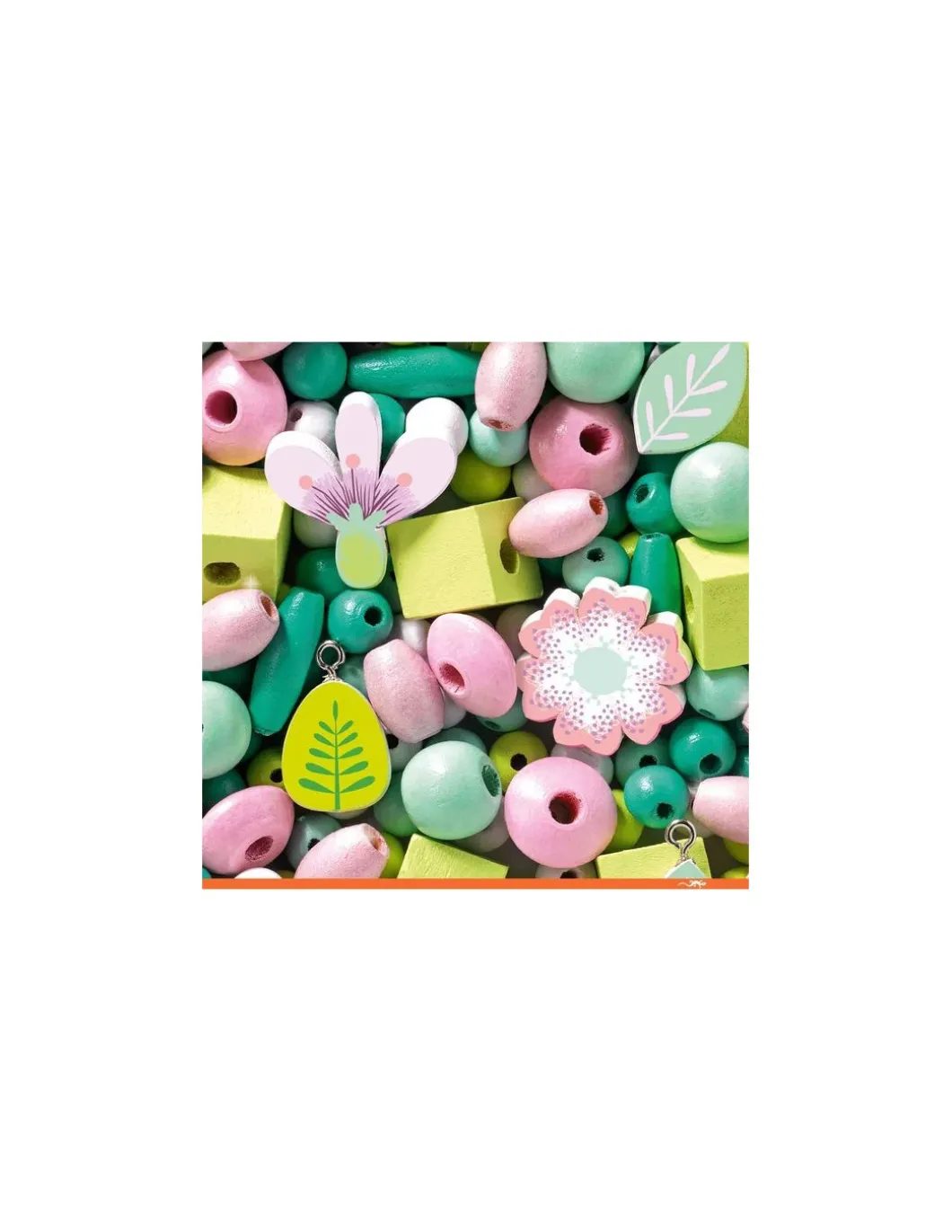 Perles en bois feuilles et fleurs - Djeco
