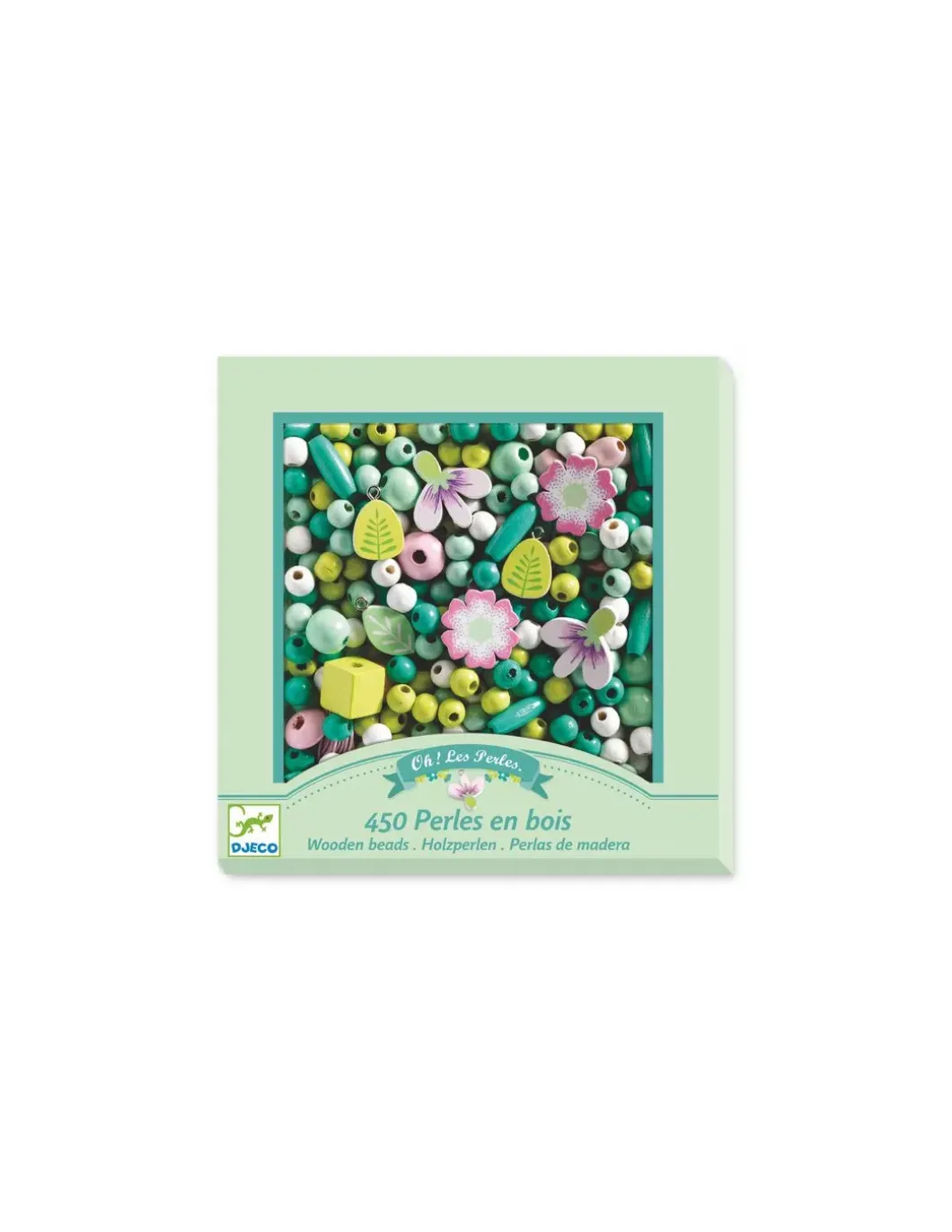 Perles en bois feuilles et fleurs - Djeco