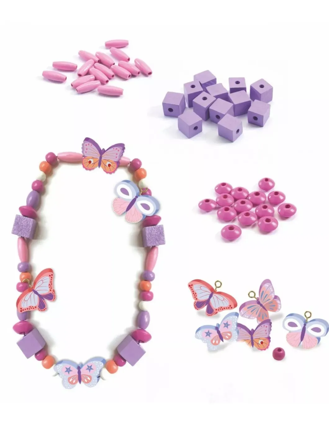 Perles en bois papillons - Djeco
