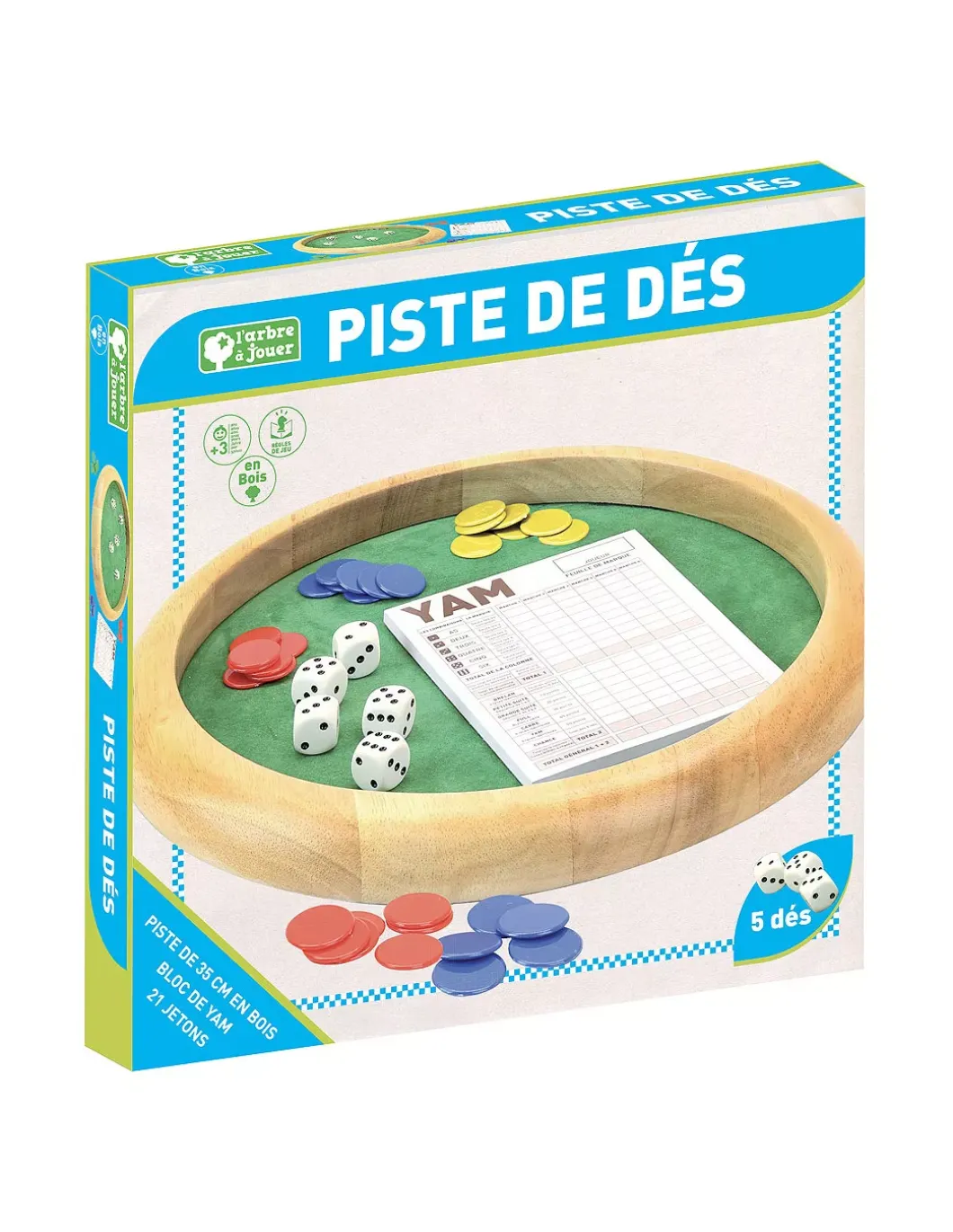 Piste de dés en bois 35 cm