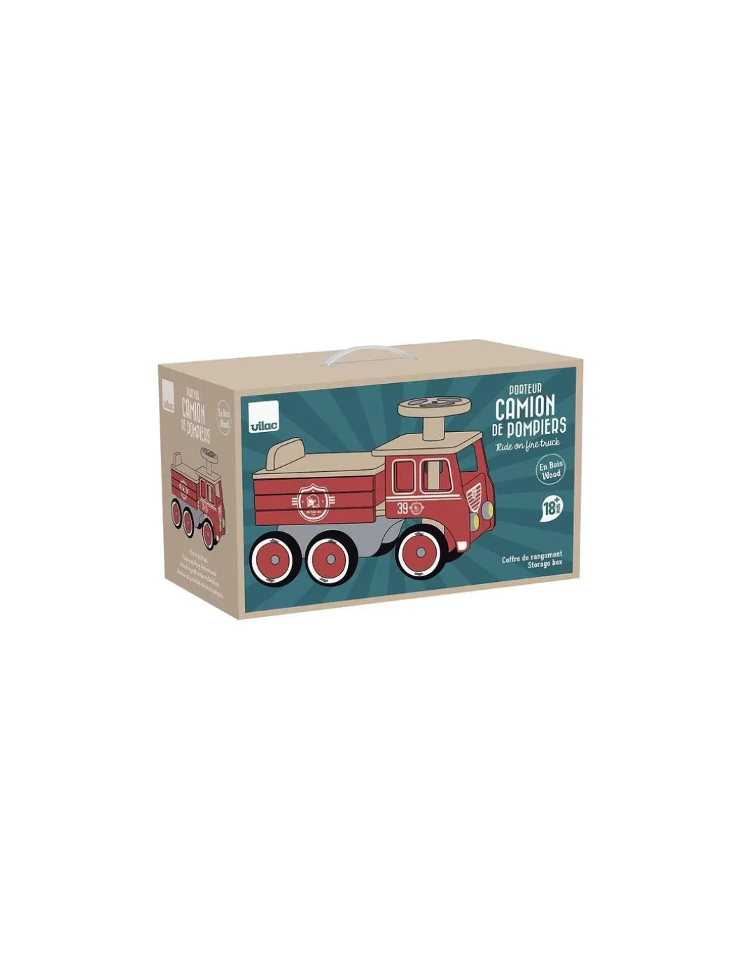 Porteur camion de pompier - Vilac