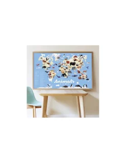 Poster en stickers animaux du monde - Poppik