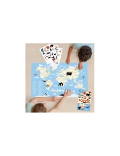 Poster en stickers animaux du monde - Poppik