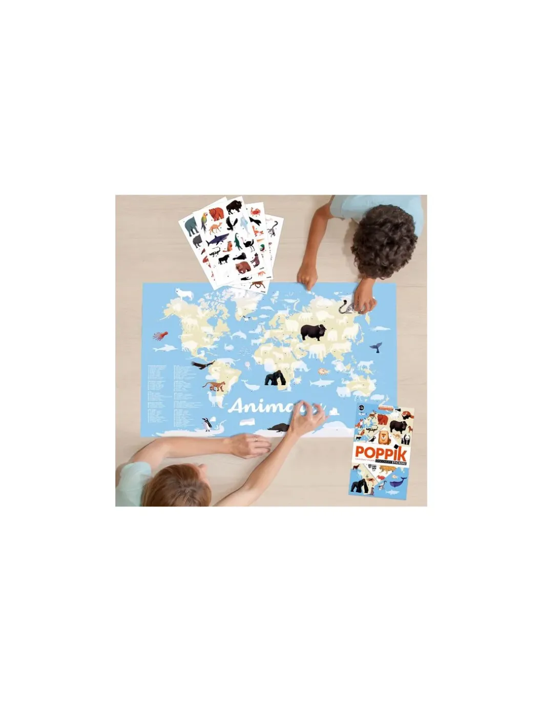 Poster en stickers animaux du monde - Poppik