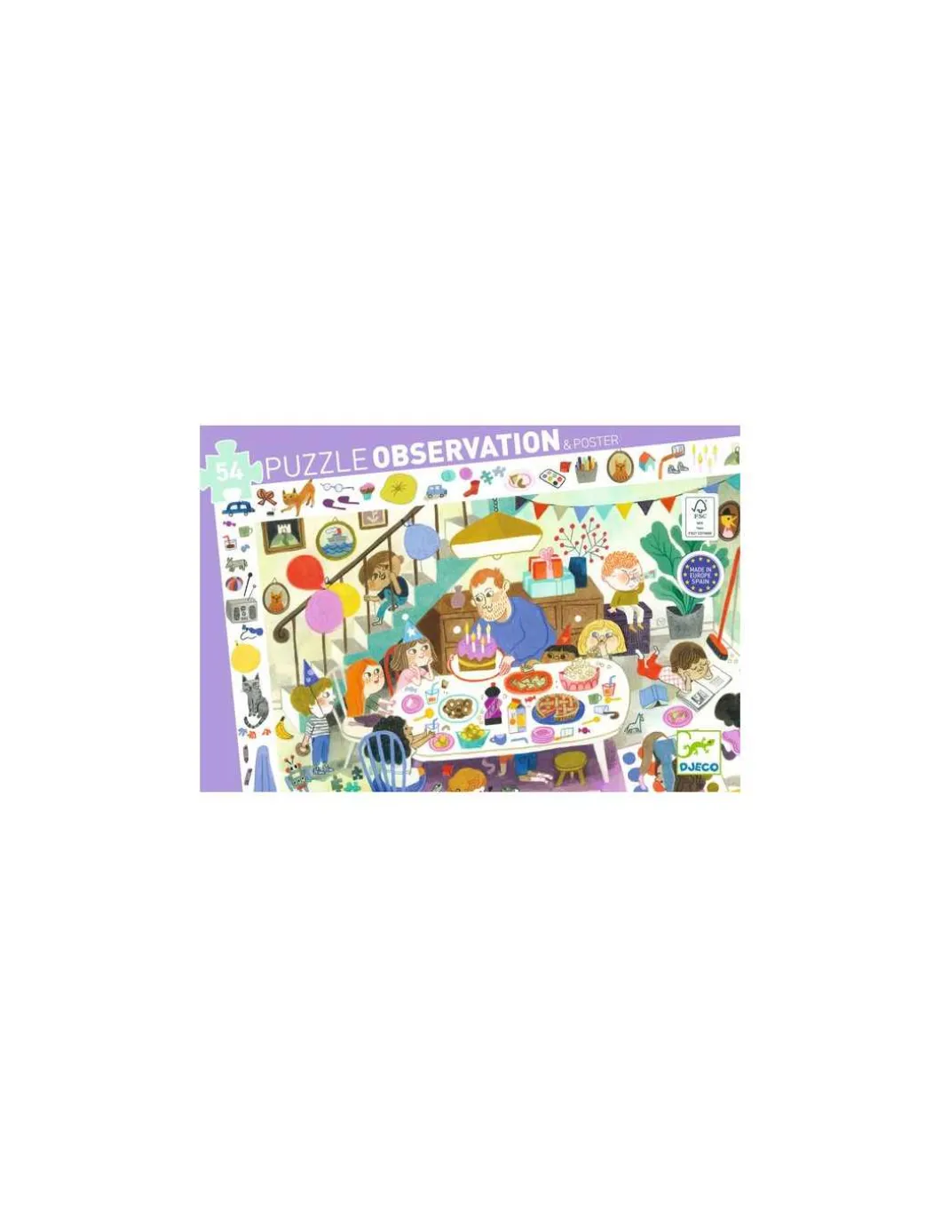 Puzzle d'observation 54 pièces La fête d'anniversaire - Djeco