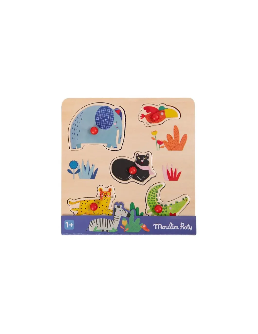Puzzle encastrable 5 animaux Les toupitis - Moulin Roty