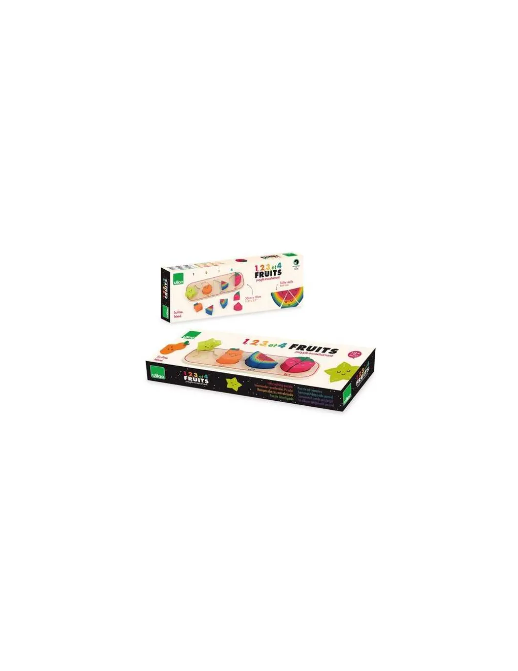 Puzzle encastrement 1,2,3 et 4 fruits Andy Westface - Vilac