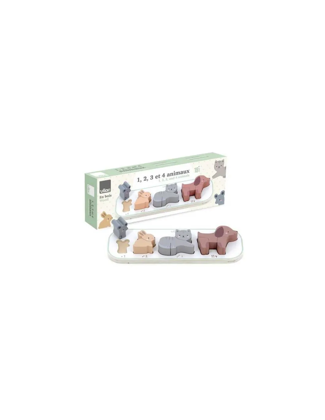 Puzzle Encastrement 1,2,3 et 4 animaux Sarah Betz - Vilac