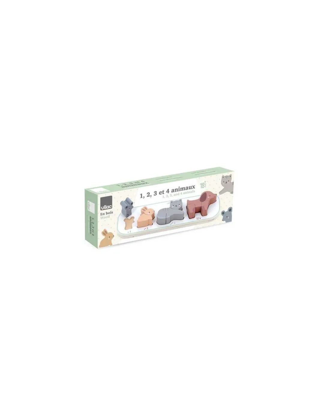 Puzzle Encastrement 1,2,3 et 4 animaux Sarah Betz - Vilac