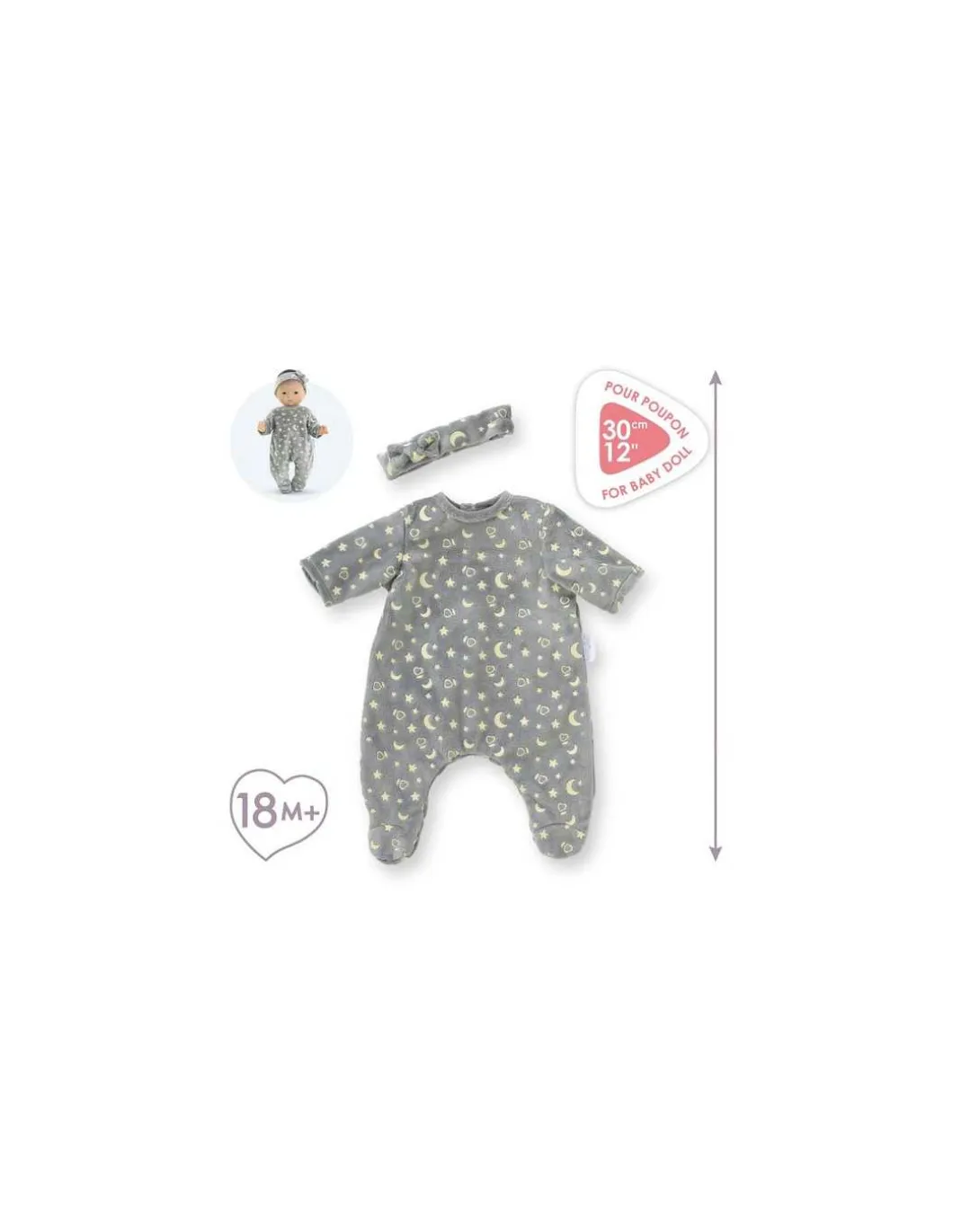 Pyjama Brille dans la nuit et bandeau pour poupée - Corolle