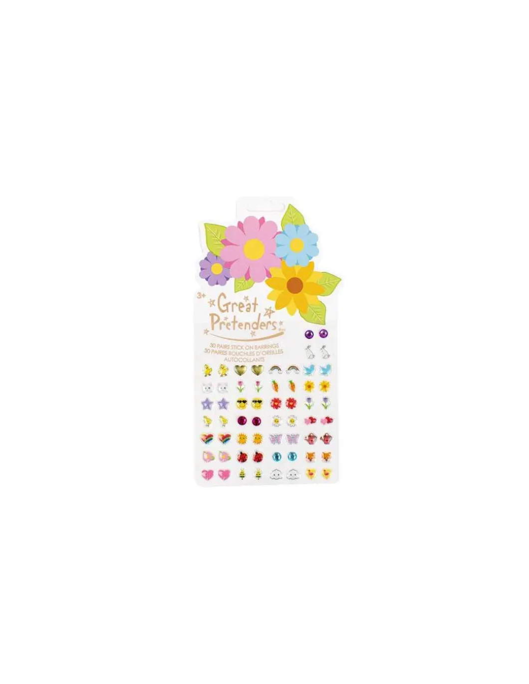 Set de 30 paires de boucles d'oreilles autocollantes Fleurs - Great Pretenders
