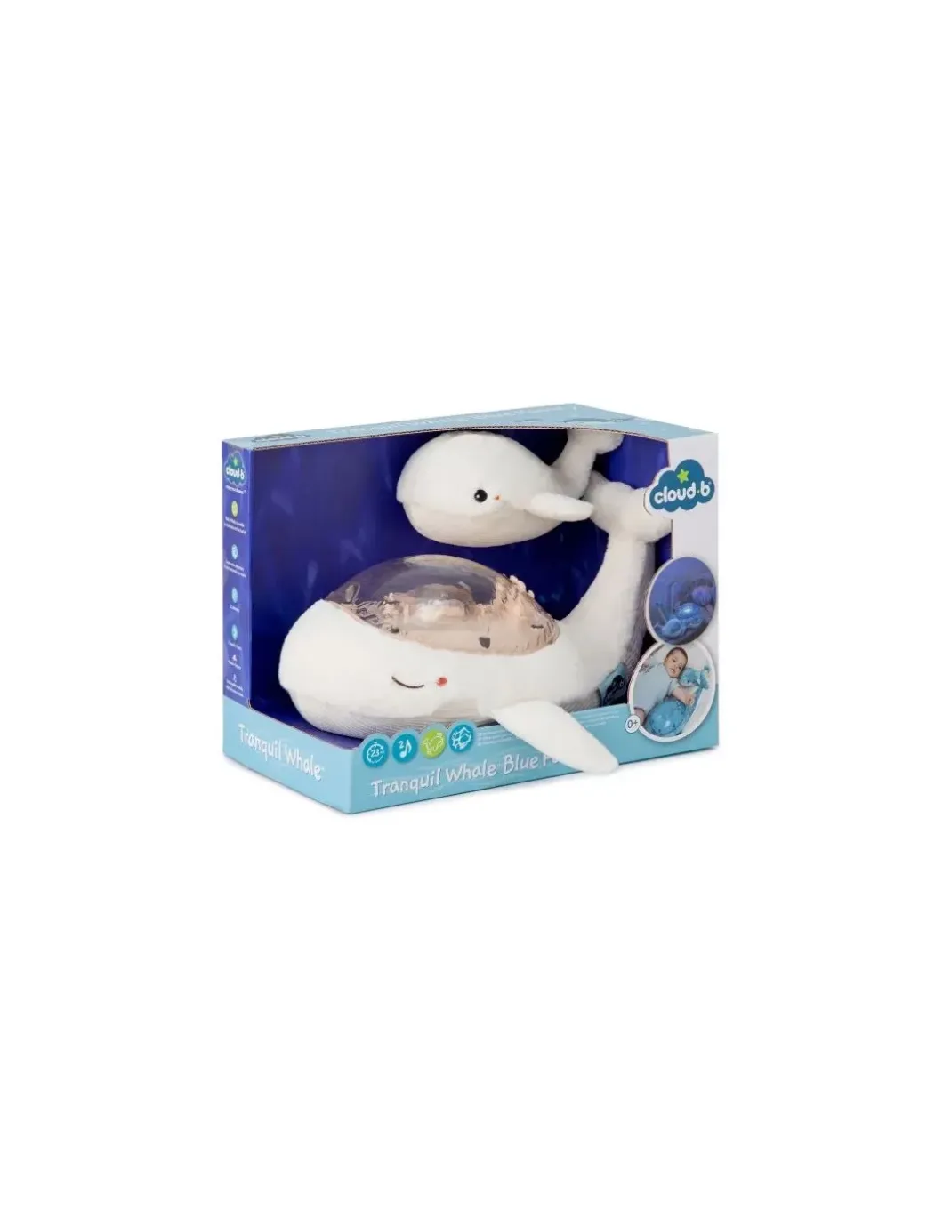 Tranquil whale white family Peluche musicale à projections - Cloud b