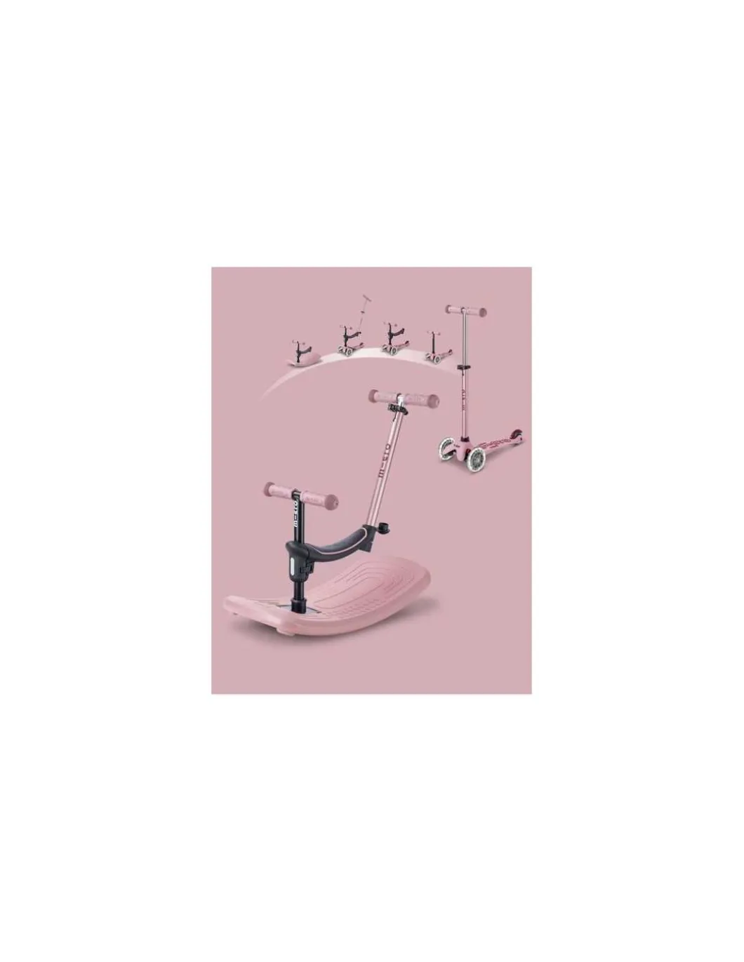 Trottinette Mini Micro Deluxe Rock & Go Rose Poudré LED - Micro Mobility